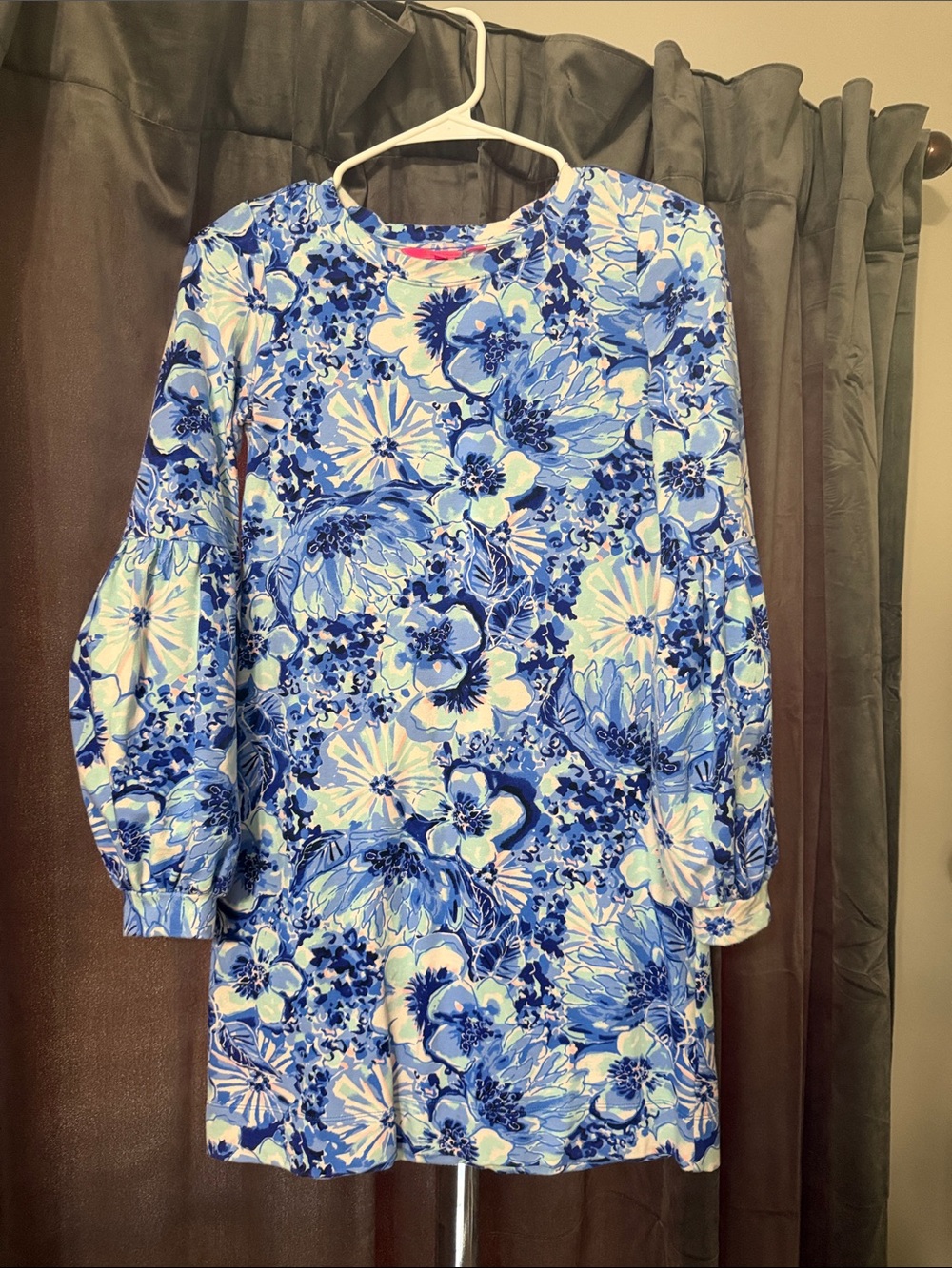 Lilly Pulitzer xxs Blue Floral Long Sleeve Shift Dress